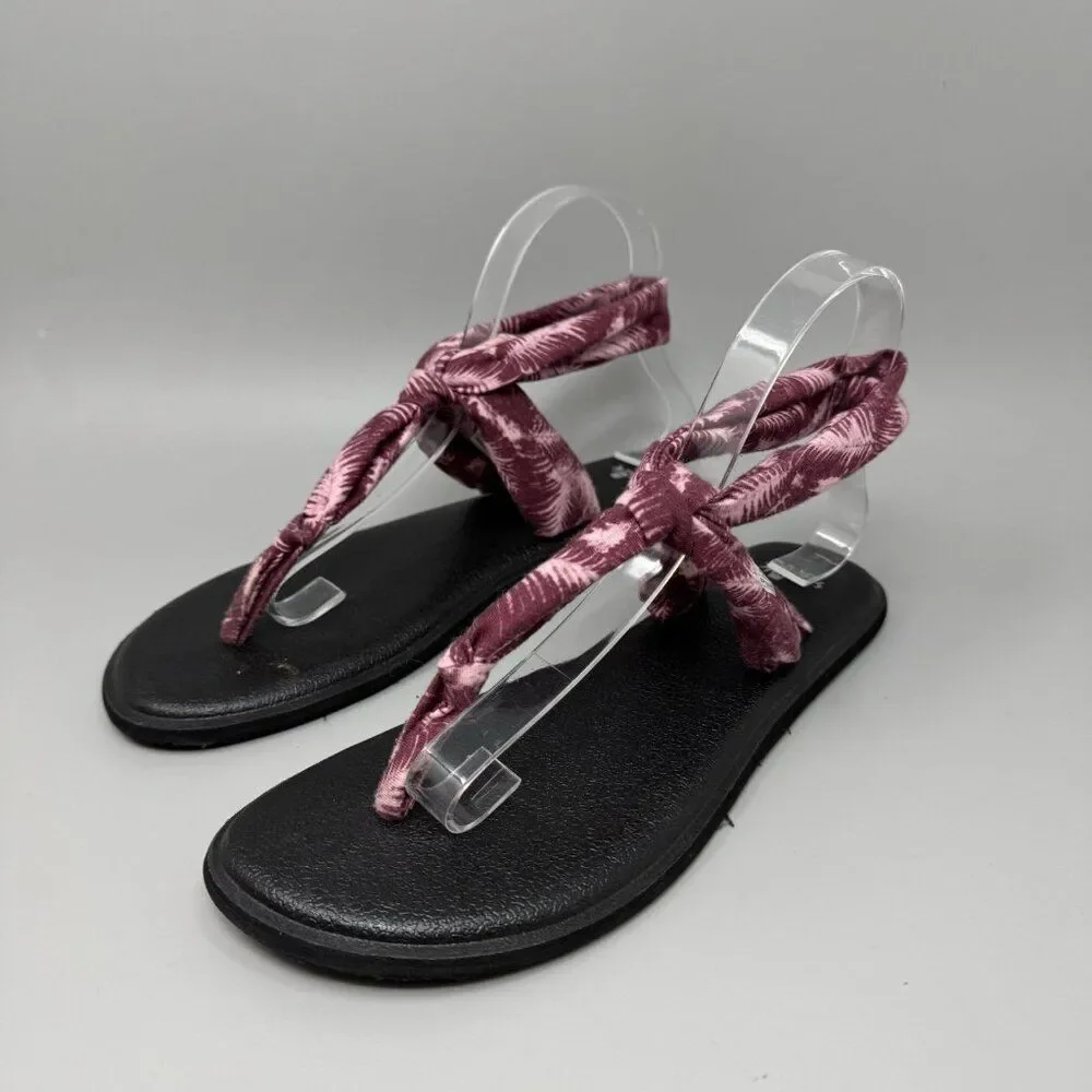 Sanuk Shoes Womens 8 Yoga Sling Ella Prints Slingback Flip Flops 1017884 Pink